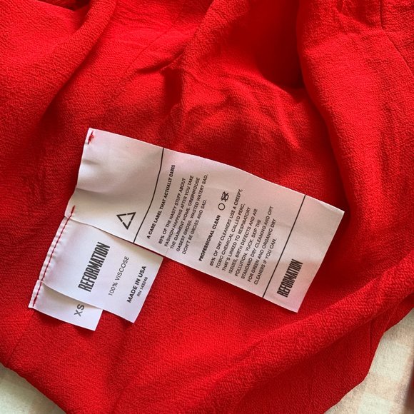 Reformation Deep V Neckline Frances Cherry Red Dress - Picture 5 of 5